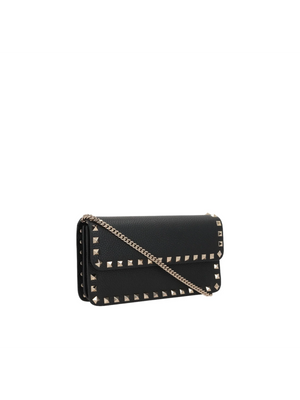 Rockstud Grainy Leather Wallet On Chain-VALENTINO GARAVANI-JOHN JULIA