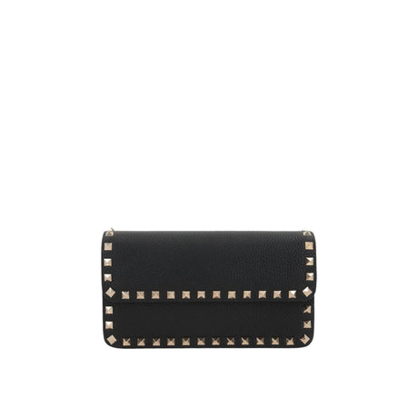 Rockstud Grainy Leather Wallet On Chain-VALENTINO GARAVANI-JOHN JULIA