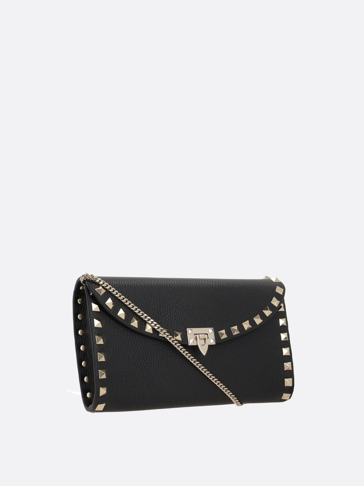 Rockstud Grainy Leather Wallet On Chain-VALENTINO GARAVANI-JOHN JULIA