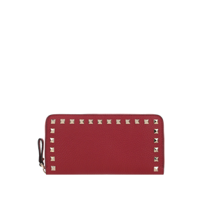 Rockstud Grainy Leather Zip-Around Wallet-VALENTINO GARAVANI-JOHN JULIA