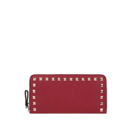 Rockstud Grainy Leather Zip-Around Wallet-VALENTINO GARAVANI-JOHN JULIA