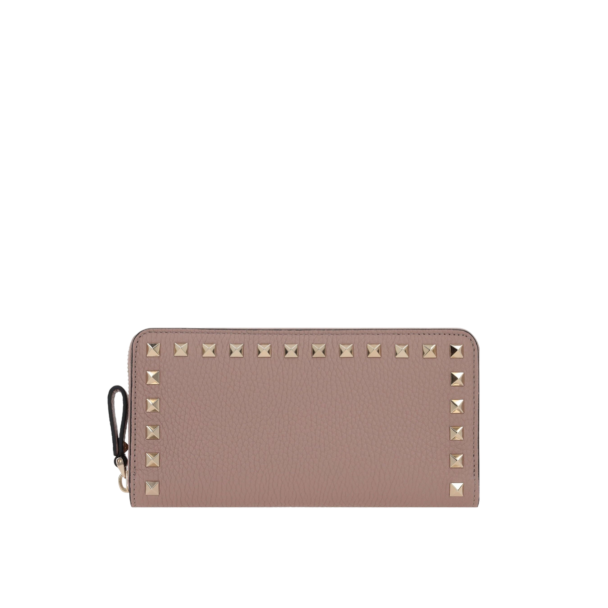 Rockstud Grainy Leather Zip-Around Wallet-VALENTINO GARAVANI-JOHN JULIA