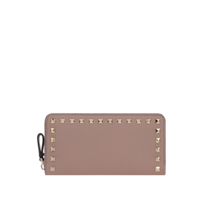 Rockstud Grainy Leather Zip-Around Wallet-VALENTINO GARAVANI-JOHN JULIA