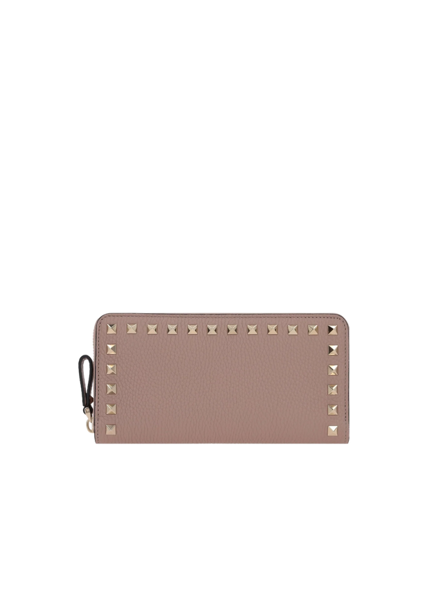 Rockstud Grainy Leather Zip-Around Wallet-VALENTINO GARAVANI-JOHN JULIA