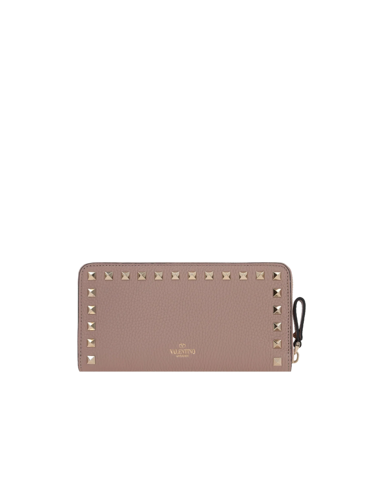 Rockstud Grainy Leather Zip-Around Wallet-VALENTINO GARAVANI-JOHN JULIA