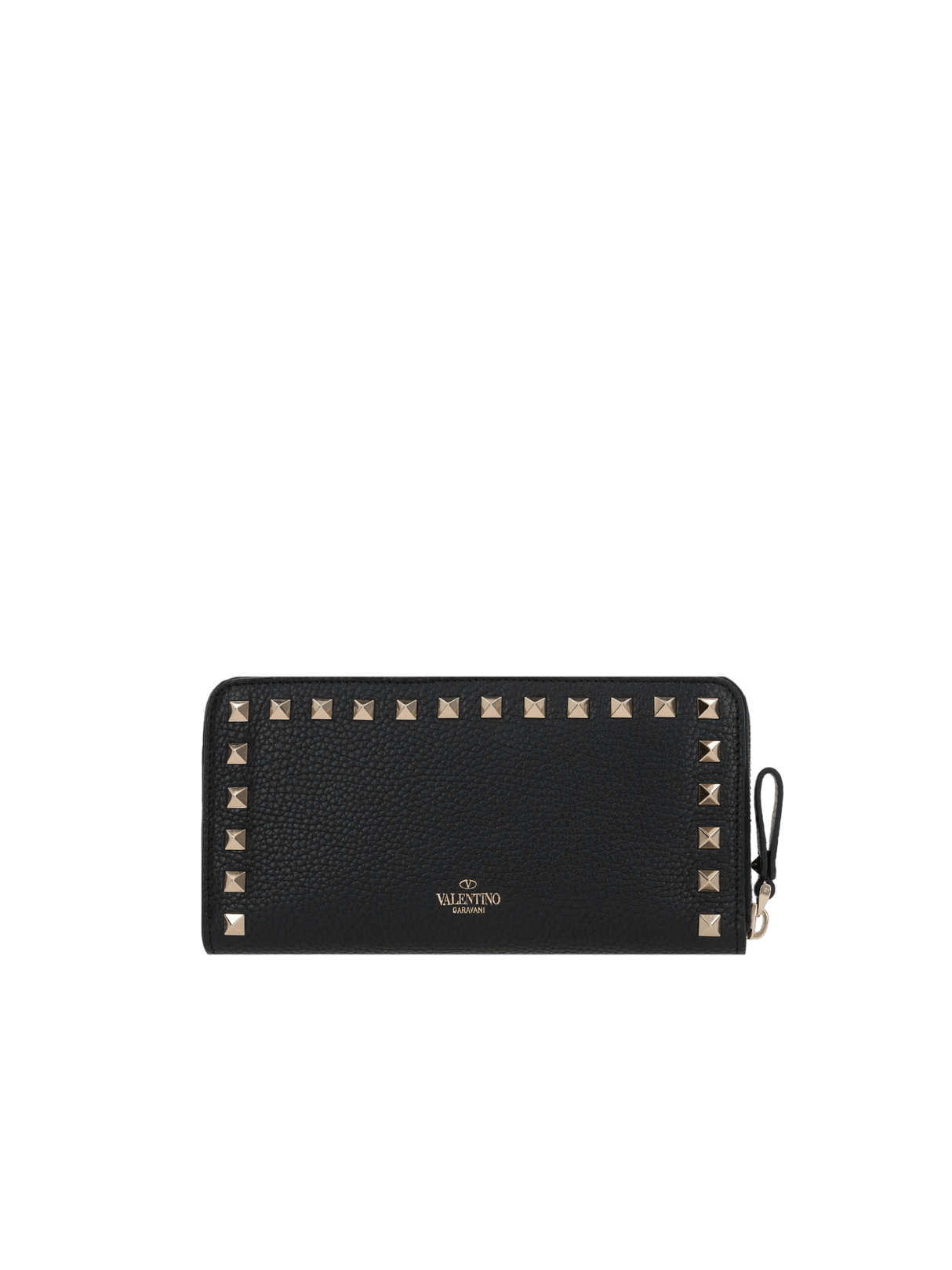 Rockstud Grainy Leather Zip-Around Wallet-VALENTINO GARAVANI-JOHN JULIA