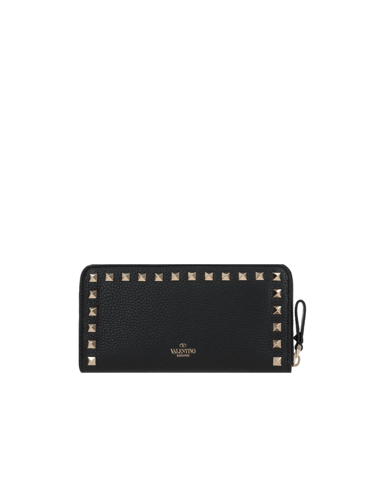 Rockstud Grainy Leather Zip-Around Wallet-VALENTINO GARAVANI-JOHN JULIA