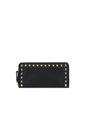 Rockstud Grainy Leather Zip-Around Wallet-VALENTINO GARAVANI-JOHN JULIA