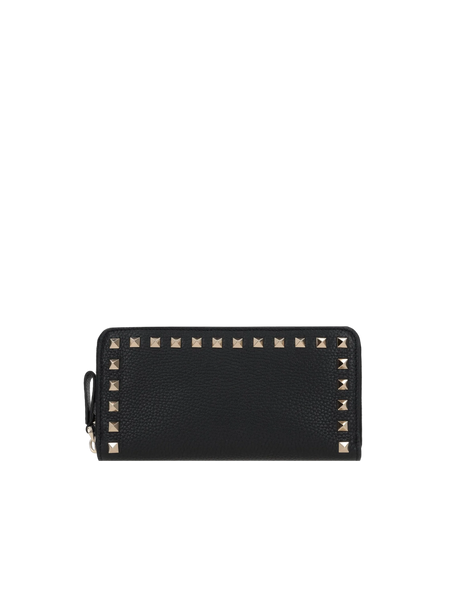 Rockstud Grainy Leather Zip-Around Wallet-VALENTINO GARAVANI-JOHN JULIA