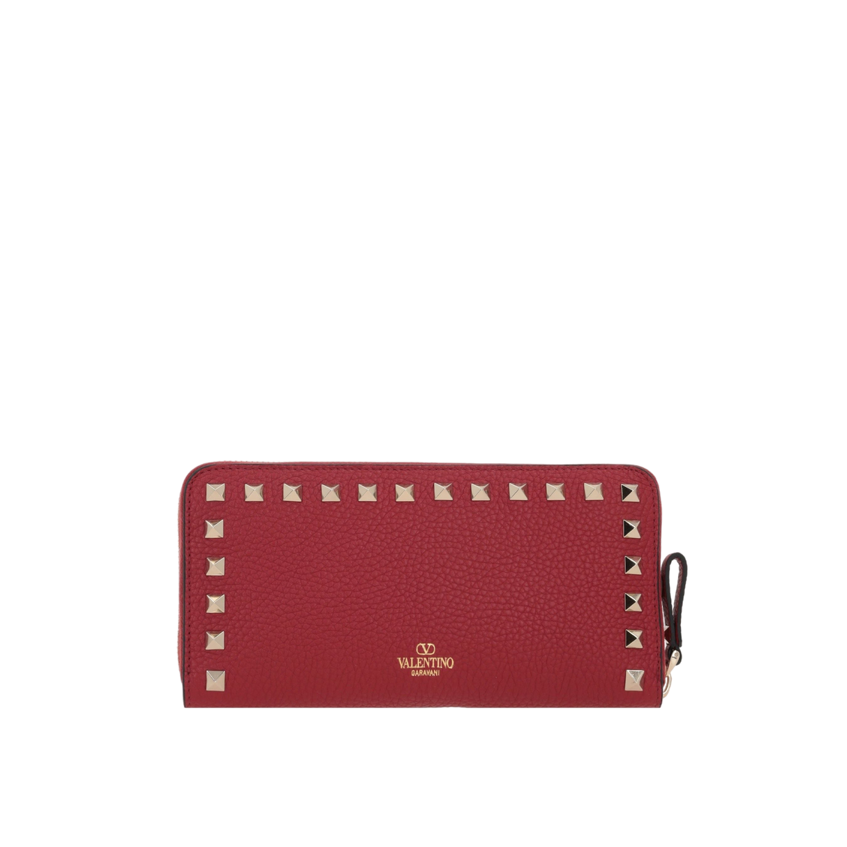 Rockstud Grainy Leather Zip-Around Wallet-VALENTINO GARAVANI-JOHN JULIA