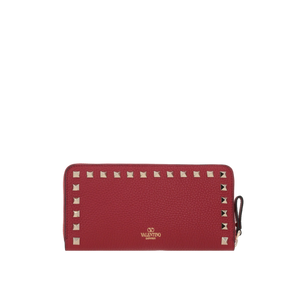 Rockstud Grainy Leather Zip-Around Wallet-VALENTINO GARAVANI-JOHN JULIA