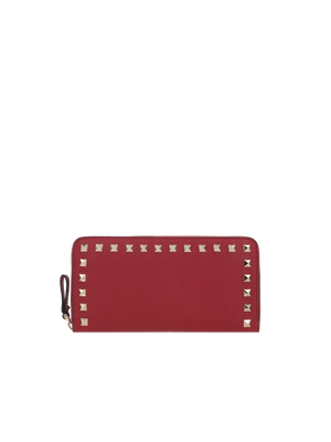 Rockstud Grainy Leather Zip-Around Wallet-VALENTINO GARAVANI-JOHN JULIA