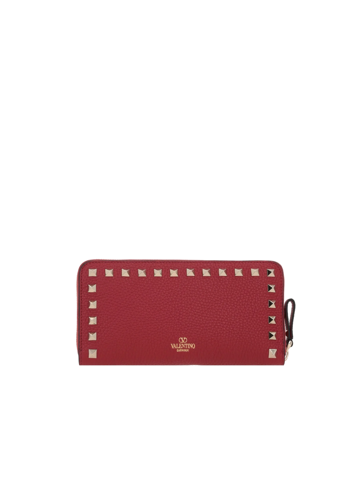 Rockstud Grainy Leather Zip-Around Wallet-VALENTINO GARAVANI-JOHN JULIA