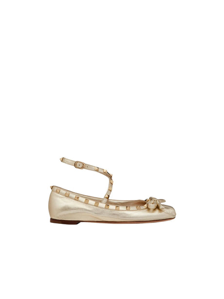 VALENTINO GARAVANI-Rockstud Laminated Nappa Ballet Flats-JOHN JULIA