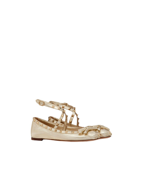 VALENTINO GARAVANI-Rockstud Laminated Nappa Ballet Flats-JOHN JULIA