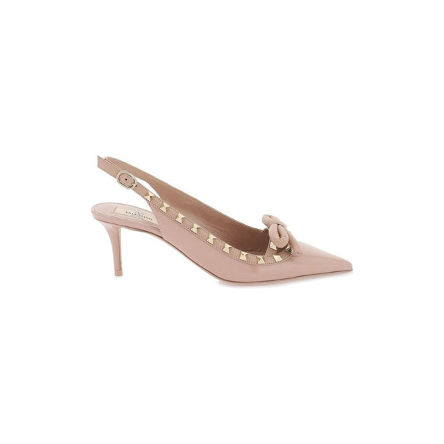 Rose Cannelle Rockstud Leather Slingback Pumps VALENTINO GARAVANI JOHN JULIA.