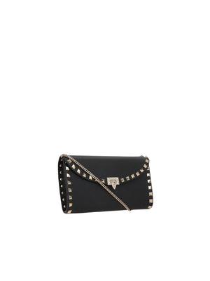 Rockstud Leather Wallet On Chain-VALENTINO GARAVANI-JOHN JULIA