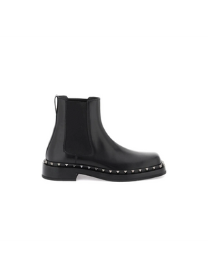 Black Rockstud M-Way Leather Ankle Boots VALENTINO GARAVANI JOHN JULIA.