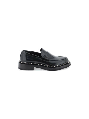 VALENTINO GARAVANI-Rockstud M-Way Leather Loafers-JOHN JULIA