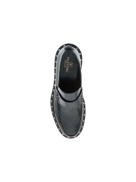 VALENTINO GARAVANI-Rockstud M-Way Leather Loafers-JOHN JULIA