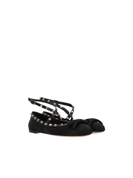 Rockstud Satin Ballerinas-VALENTINO GARAVANI-JOHN JULIA