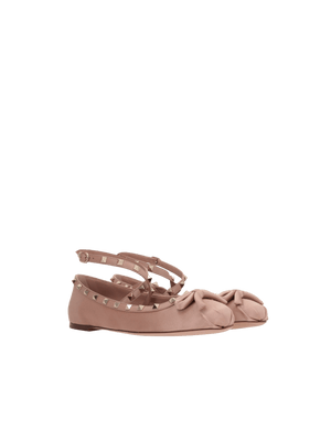 Rockstud Satin Ballerinas-VALENTINO GARAVANI-JOHN JULIA