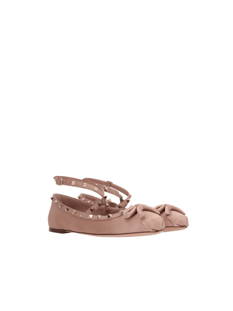 Rockstud Satin Ballerinas-VALENTINO GARAVANI-JOHN JULIA