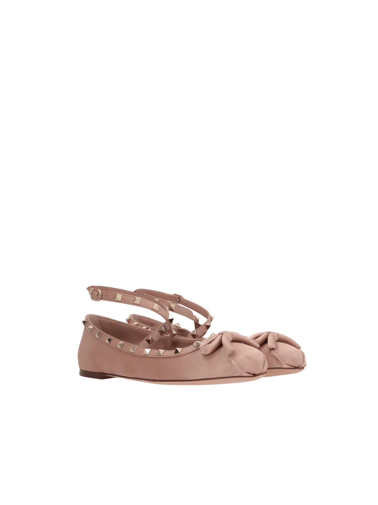 Rockstud Satin Ballerinas-VALENTINO GARAVANI-JOHN JULIA