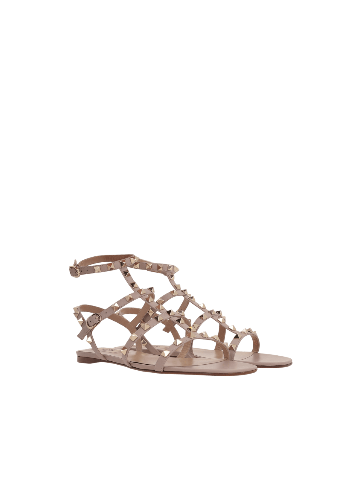 Rockstud Smooth Leather Flat Sandals-VALENTINO GARAVANI-JOHN JULIA