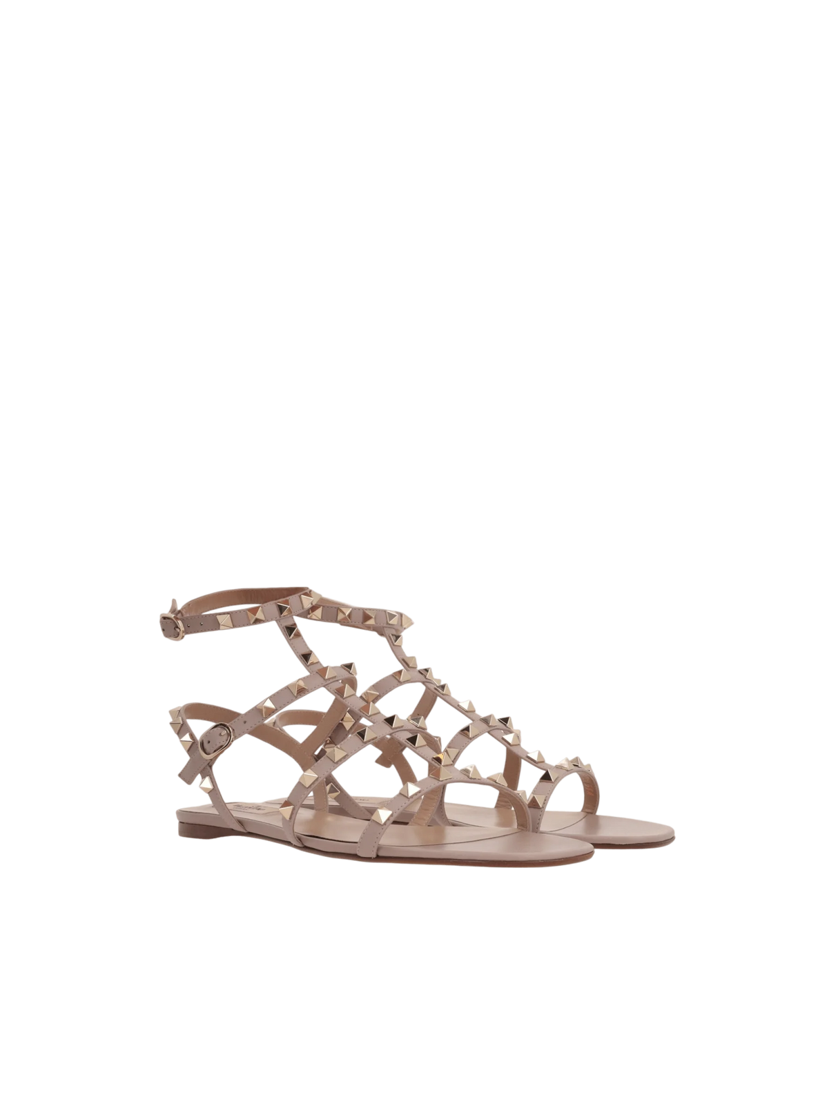 Rockstud Smooth Leather Flat Sandals-VALENTINO GARAVANI-JOHN JULIA