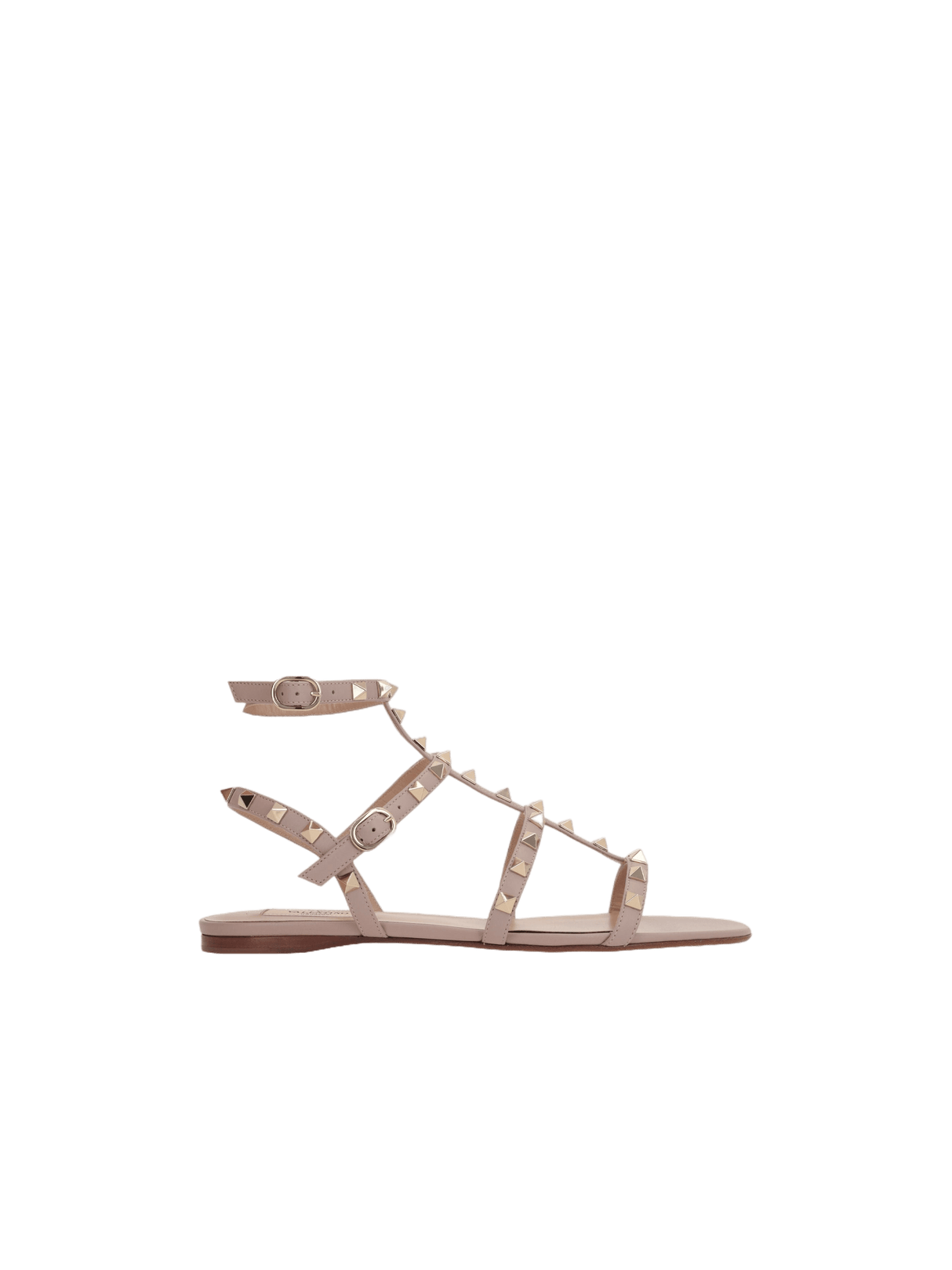 Rockstud Smooth Leather Flat Sandals-VALENTINO GARAVANI-JOHN JULIA