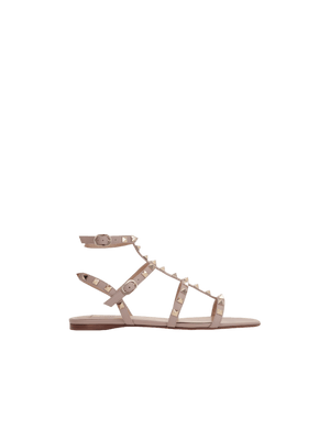 Rockstud Smooth Leather Flat Sandals-VALENTINO GARAVANI-JOHN JULIA