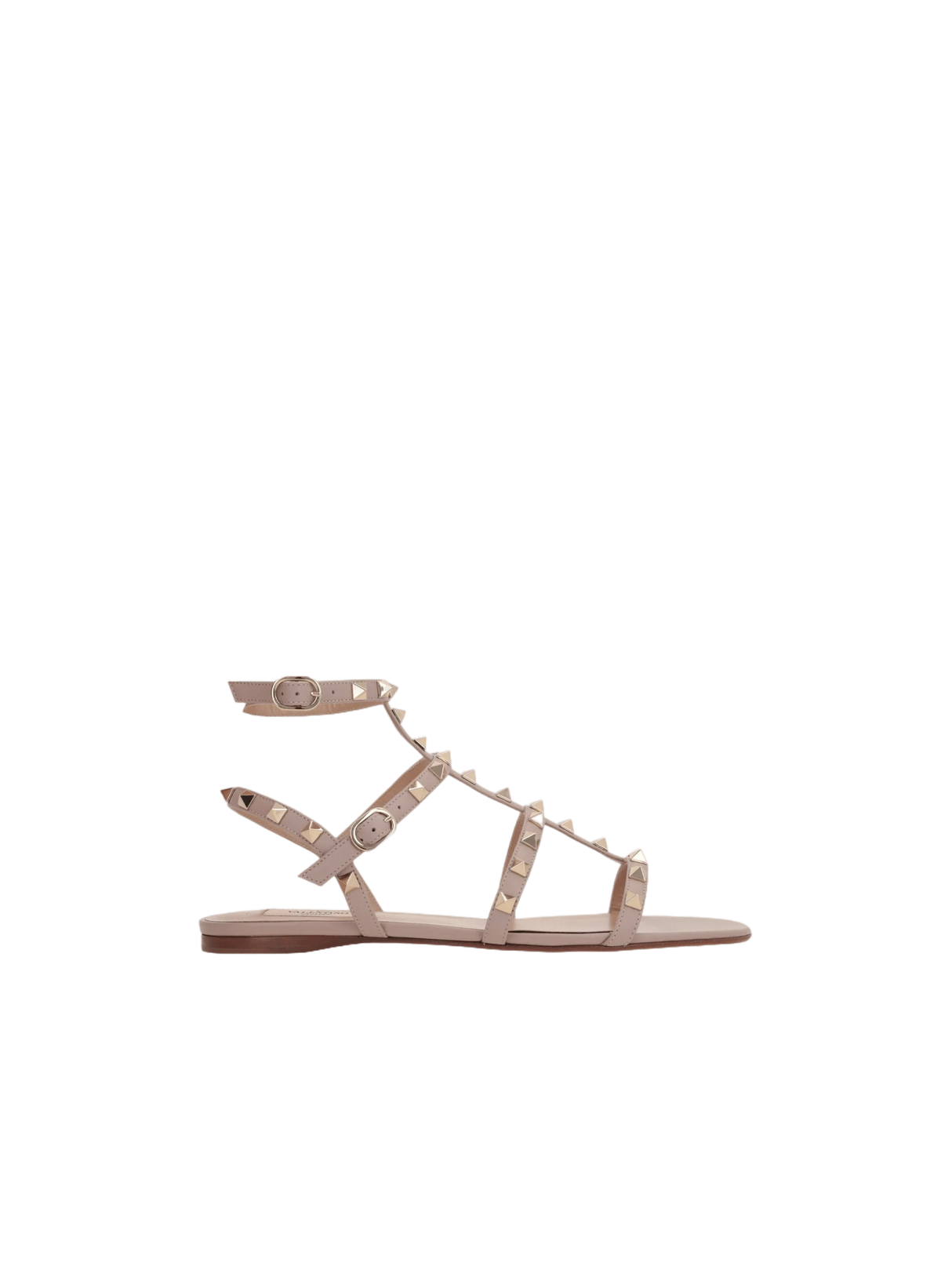 Rockstud Smooth Leather Flat Sandals-VALENTINO GARAVANI-JOHN JULIA