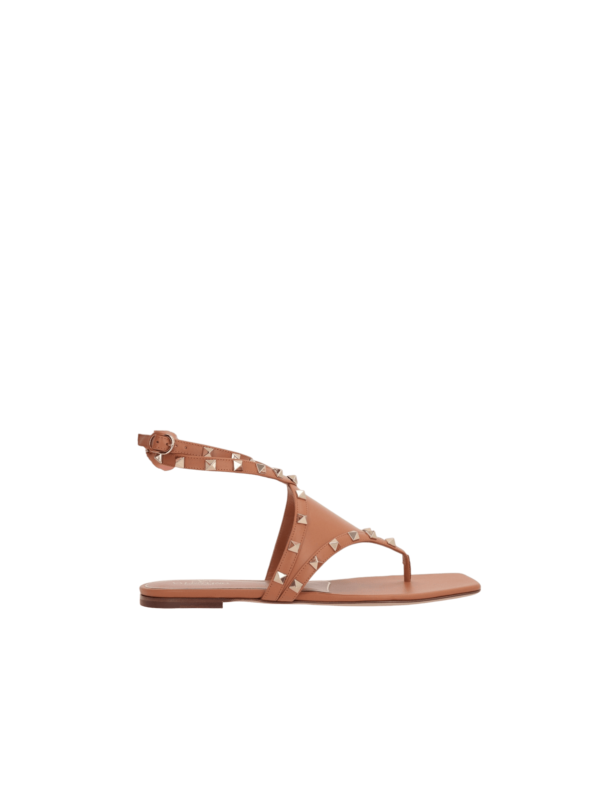 VALENTINO GARAVANI-Rockstud Smooth Leather Thong Sandals-JOHN JULIA