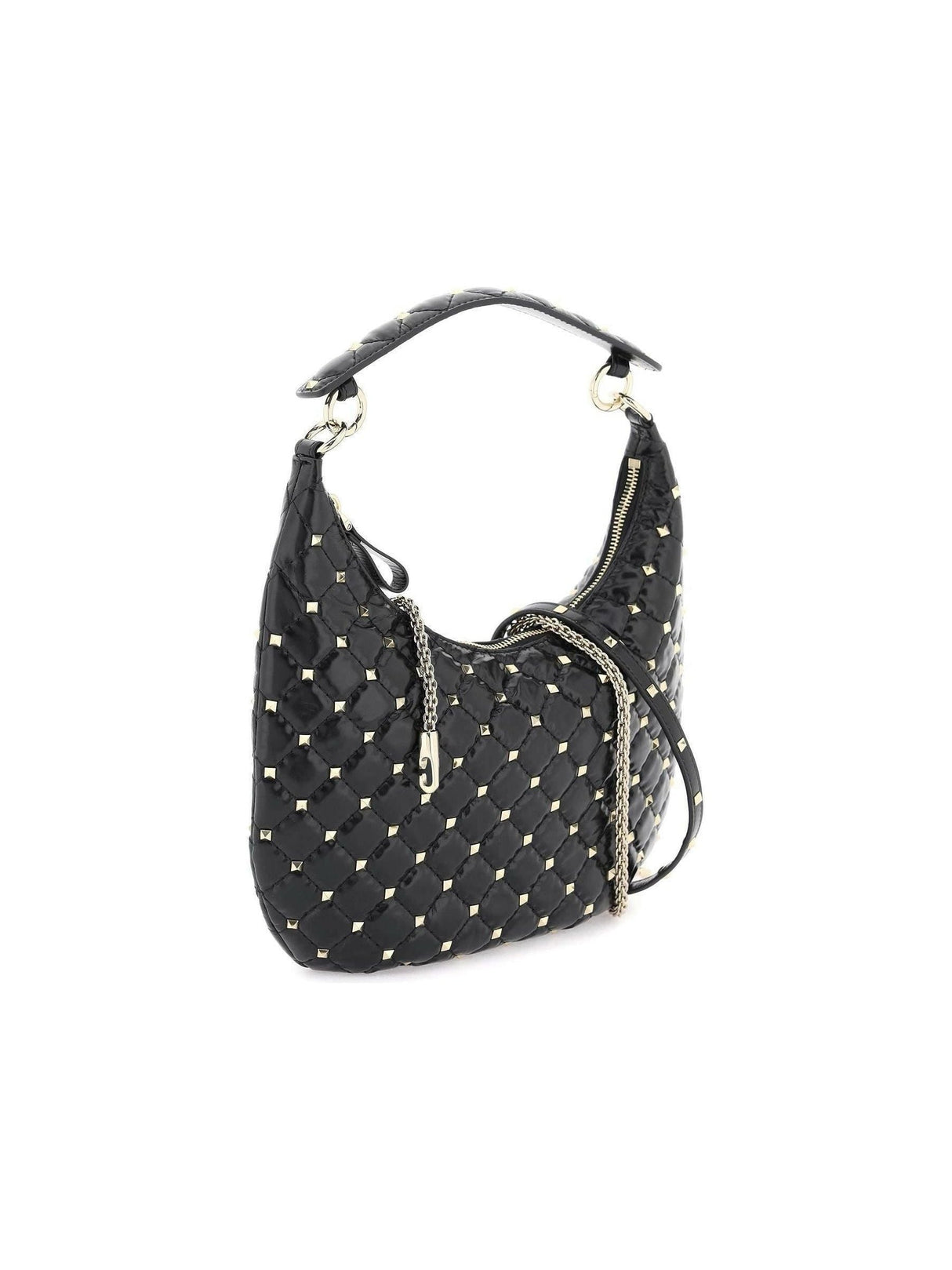 VALENTINO GARAVANI-'Rockstud Spike' Leather Hobo Bag-JOHN JULIA