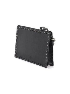 Black Rockstud Studded Calfskin Pouch VALENTINO GARAVANI JOHN JULIA.