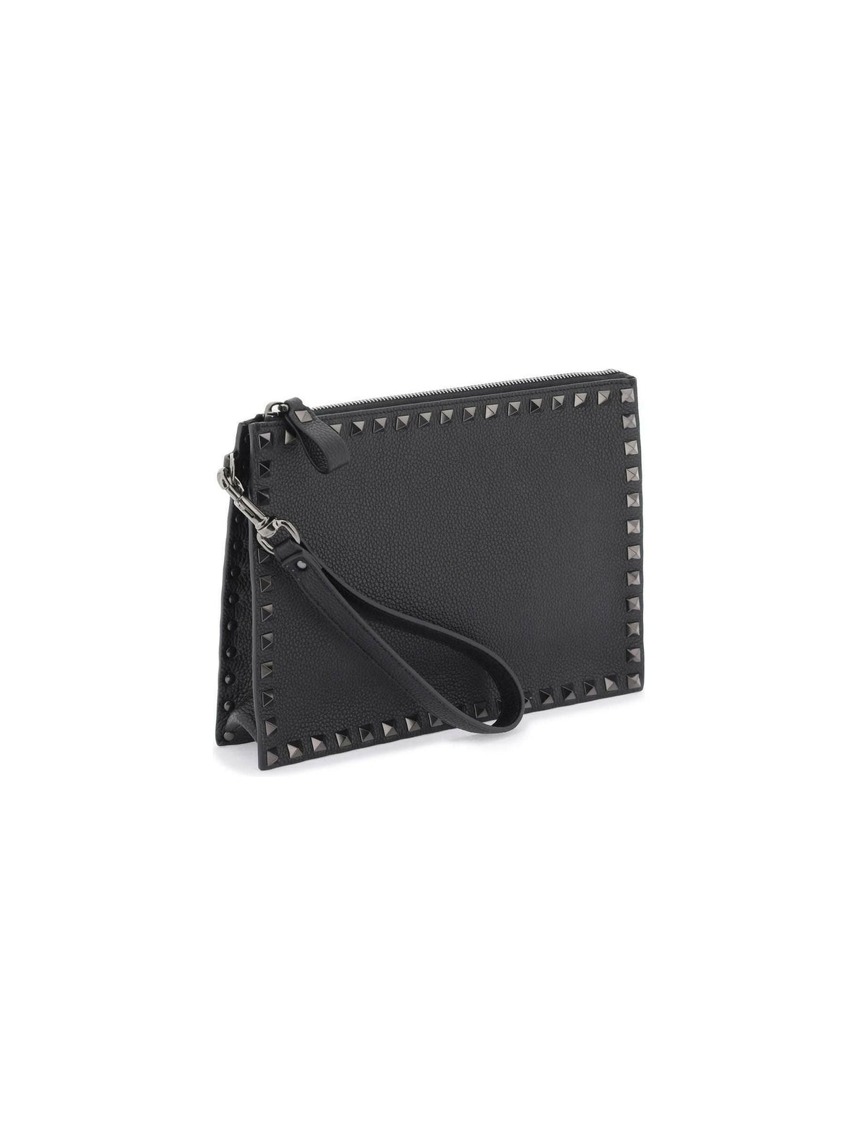 Black Rockstud Studded Calfskin Pouch VALENTINO GARAVANI JOHN JULIA.