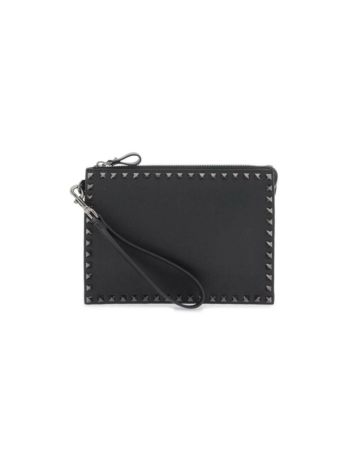 Black Rockstud Studded Calfskin Pouch VALENTINO GARAVANI JOHN JULIA.