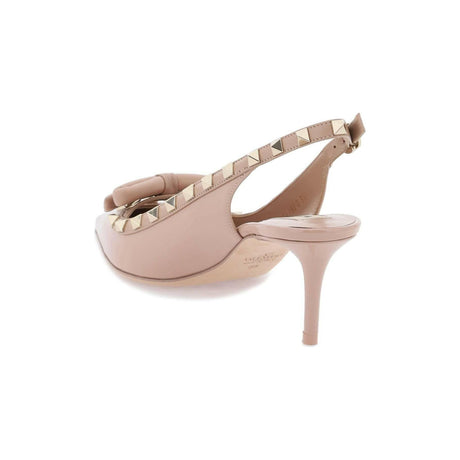 Rose Cannelle Rockstud Leather Slingback Pumps VALENTINO GARAVANI JOHN JULIA.