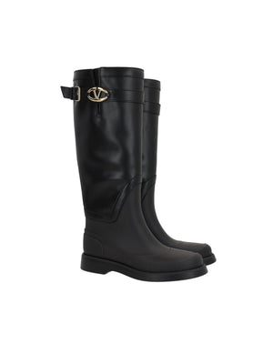 Rubber and Leather Rain Boots-VALENTINO GARAVANI-JOHN JULIA