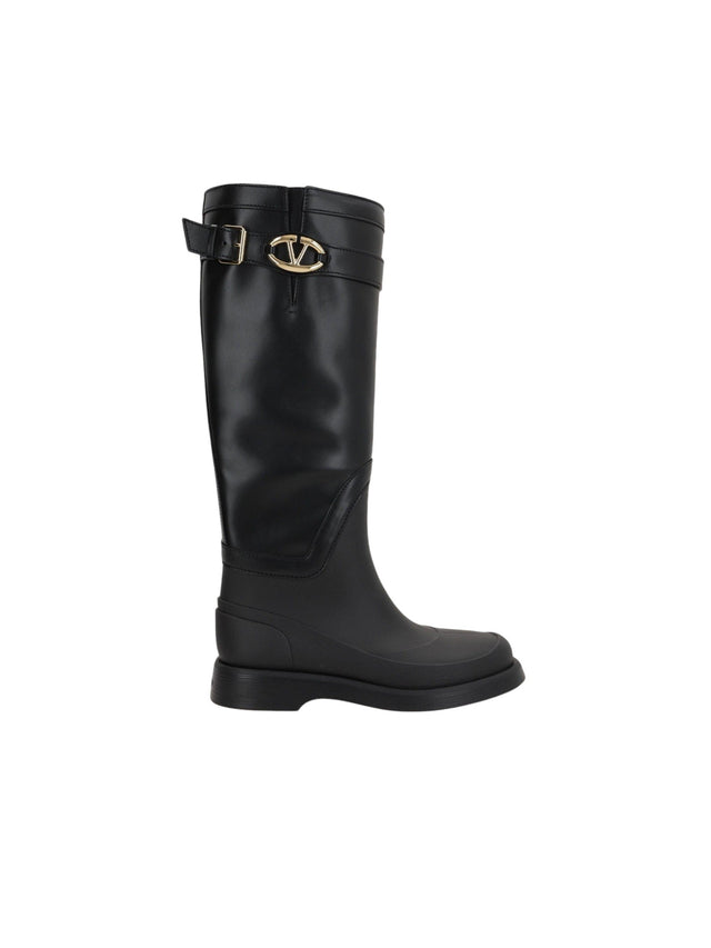 Rubber and Leather Rain Boots-VALENTINO GARAVANI-JOHN JULIA