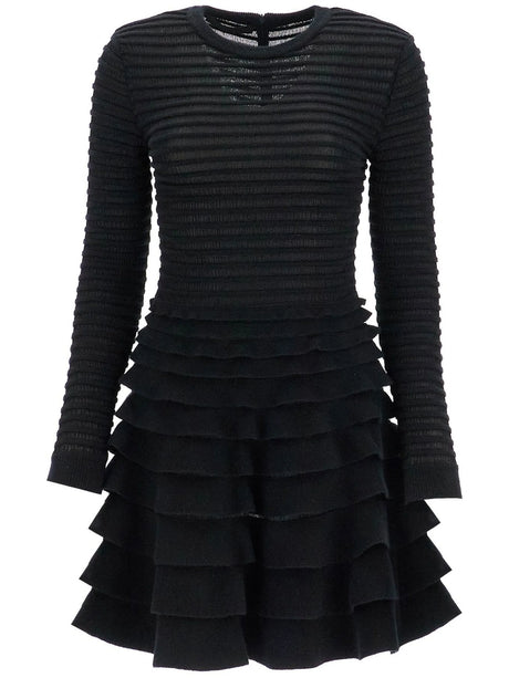 Sheer Ribbed Wool Dress-Valentino Garavani-JOHN JULIA