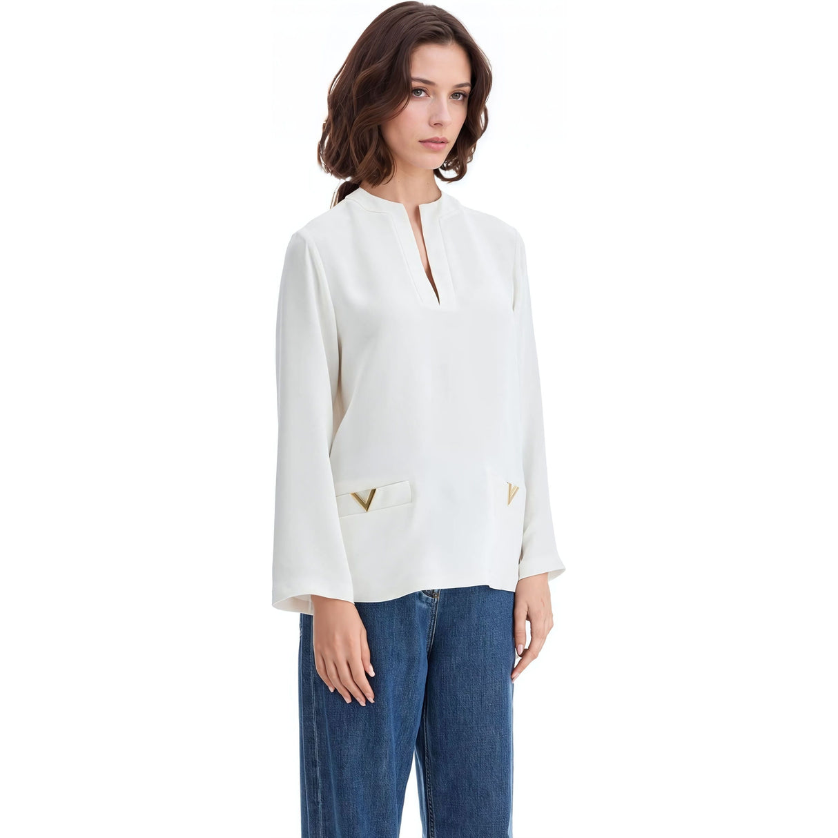 VALENTINO GARAVANI-Silk Cady Couture Crepe Top -JOHN JULIA.