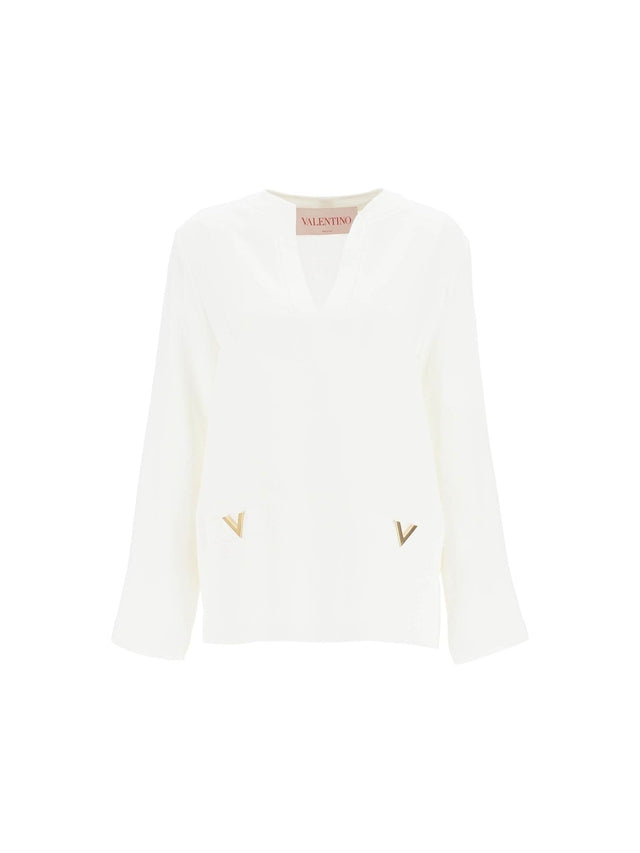 VALENTINO GARAVANI-Silk Cady Couture Crepe Top -JOHN JULIA.