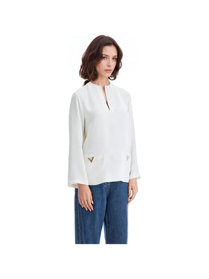 VALENTINO GARAVANI-Silk Cady Couture Crepe Top -JOHN JULIA.