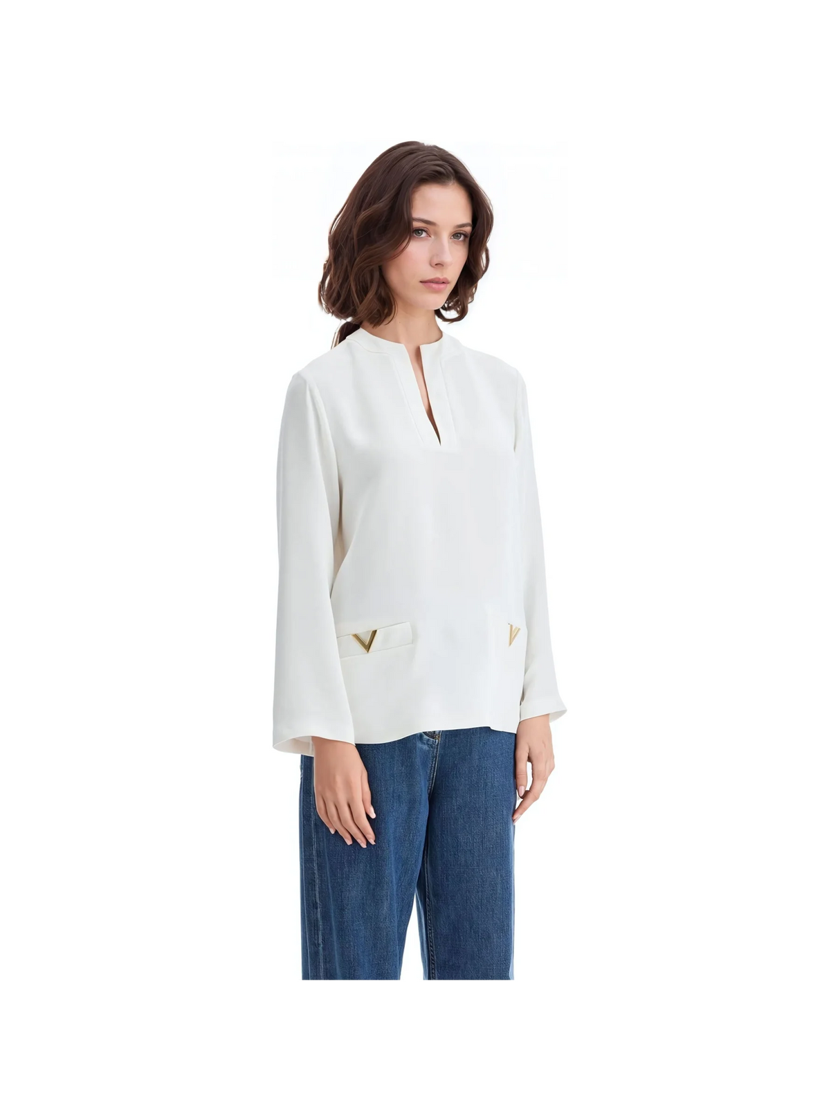 VALENTINO GARAVANI-Silk Cady Couture Crepe Top -JOHN JULIA.