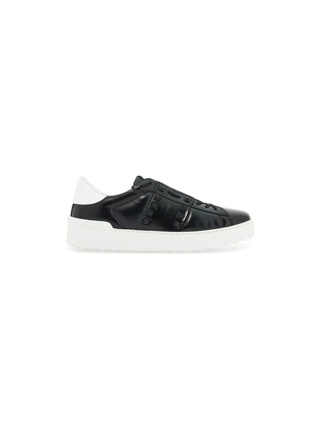 Rockstud Untitled Leather Sneakers-Valentino Garavani-JOHN JULIA