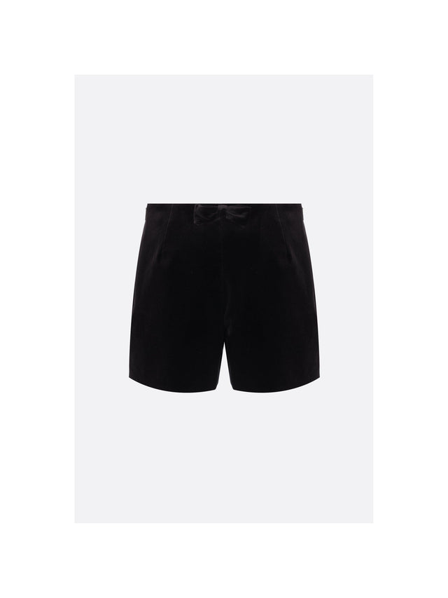 Velvet Shorts With Bow-VALENTINO GARAVANI-JOHN JULIA