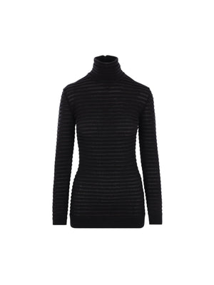 Viscose Wool Striped Turtleneck-VALENTINO GARAVANI-JOHN JULIA