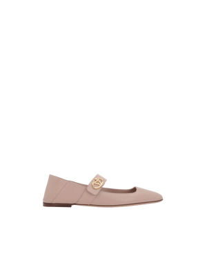 VLogo Locker Smooth Leather Mary-Jane Ballerinas-VALENTINO GARAVANI-JOHN JULIA